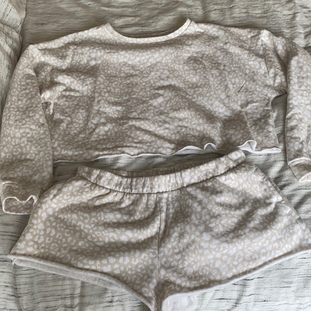 matching cheetah print lounge set
